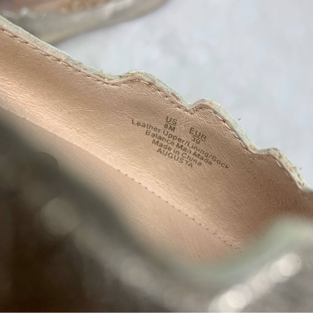 Sam Edelman Augusta Ballet Flats 8M Gold Metallic Scallop Toe Leather Sz 8 - Picture 2 of 7